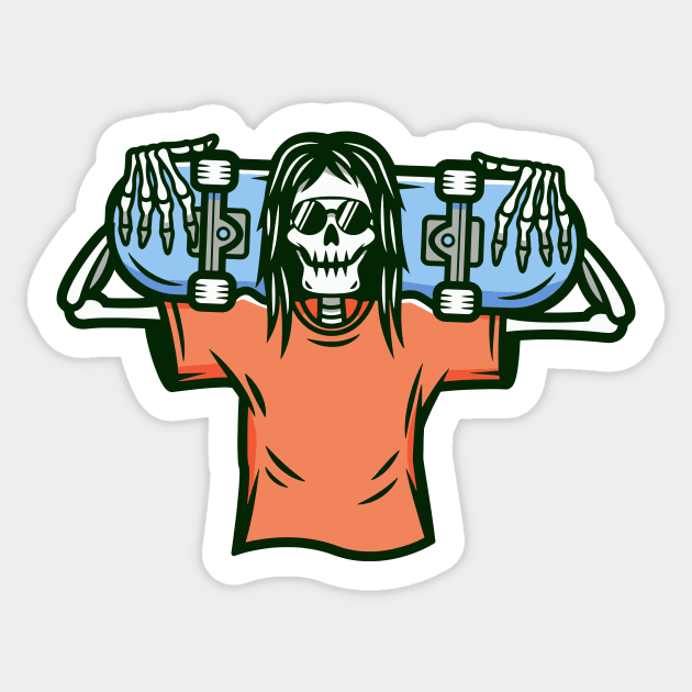 Skeleton Skater Bum Illustration Sticker by SLAG_Creative